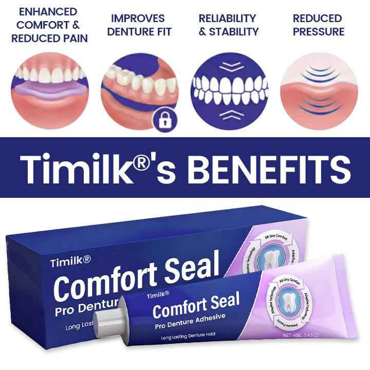 🔥 LIMITED SPECIAL OFFER 🔥 Timilk® Comfort Seal Pro Denture Adhesive🦷💜FDA Certified (Clinically Proven 96-   Hour Lock Hold for   Secure, Comfortable &   Zinc-Free Denture Fit)❣️