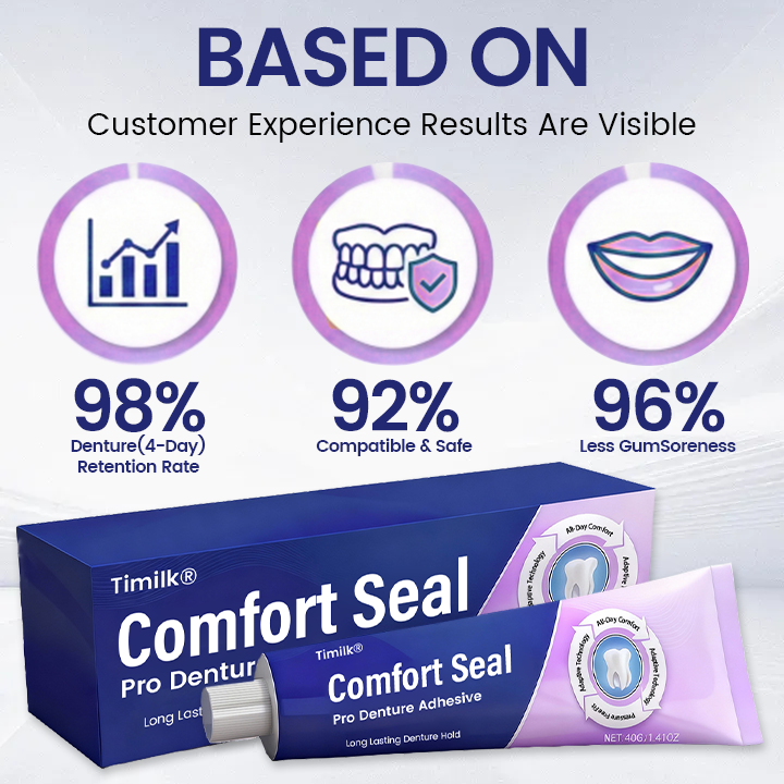 🔥 LIMITED SPECIAL OFFER 🔥 Timilk® Comfort Seal Pro Denture Adhesive🦷💜FDA Certified (Clinically Proven 96-   Hour Lock Hold for   Secure, Comfortable &   Zinc-Free Denture Fit)❣️