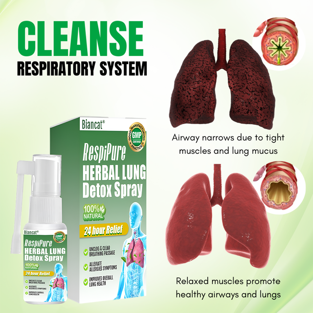 🚭 Biancat® RespiPure Herbal Lung Detox Spray 🌿 Herbal Breathing Spray for Smoke, Dust & Dry Air Exposure | Botanical Respiratory Support | Daily Fresh Air Routine💝